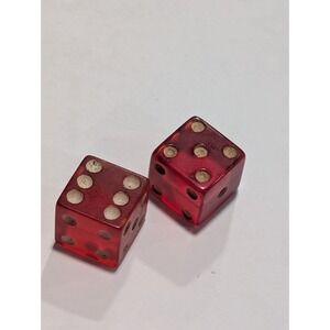 Vintage Cherry Translucent Bakelite dice With White Pits 2 Pieces